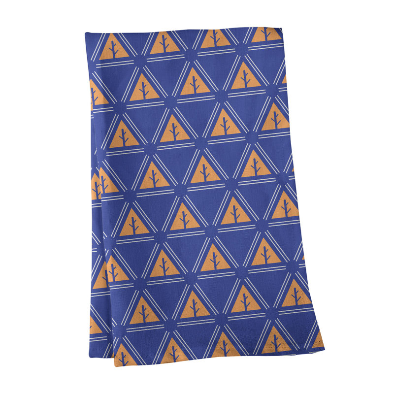 Serviette de thé minimaliste en sapin monochrome Theo Nath, Bleu / Orange / Blanc, Polyester sergé