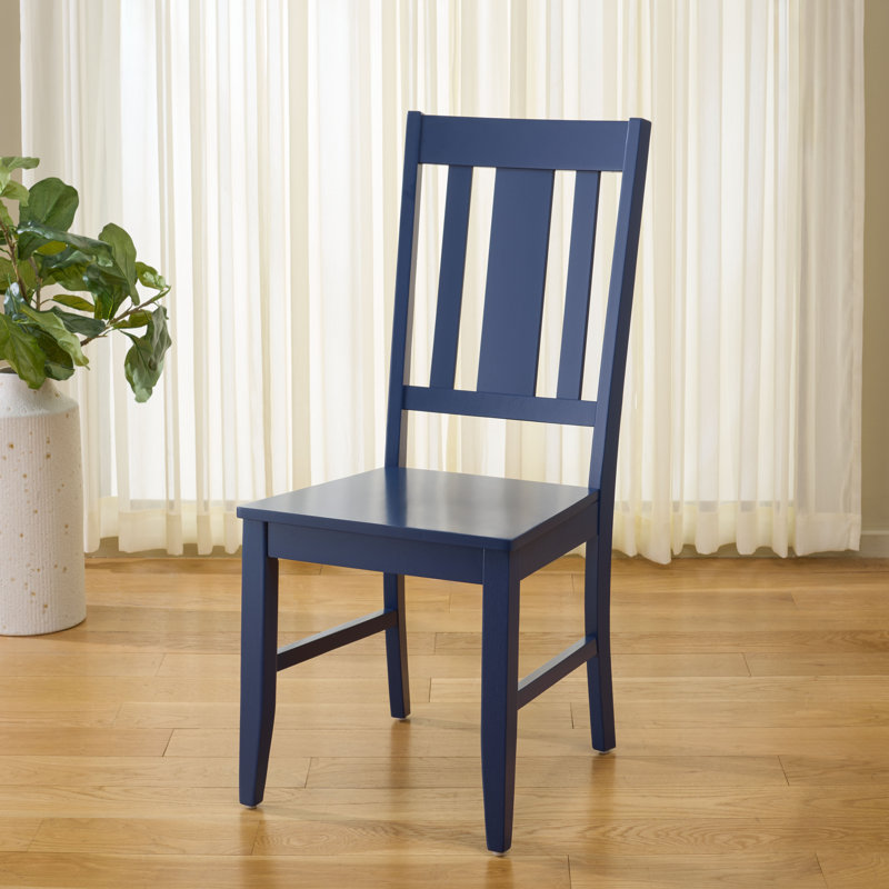 Chaise d'appoint à dossier à lattes Caria Sam, Bleu très foncé