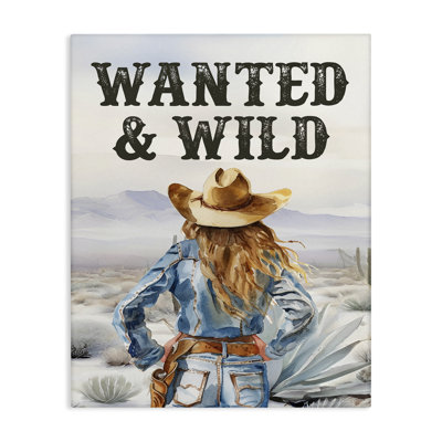 Wanted & Wild Cowgirl Canvas Wall Art by Lettered and Lined br-344_CN
