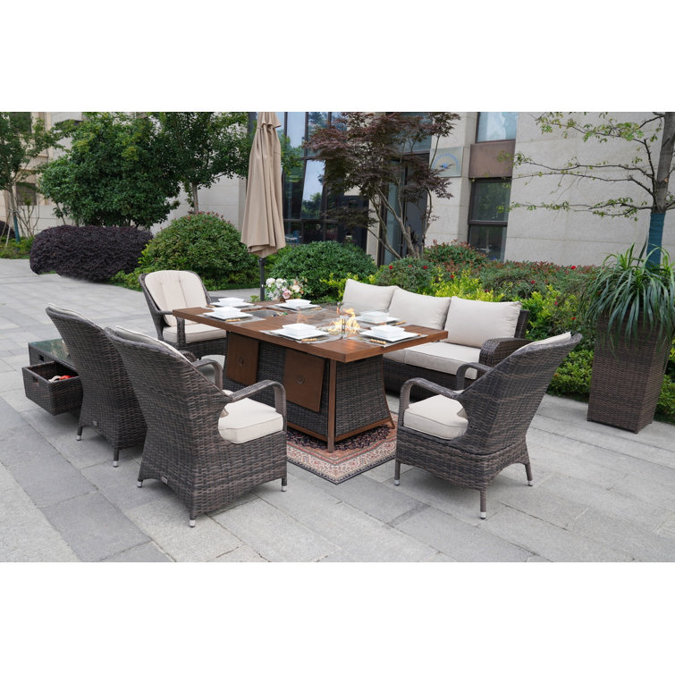 Algird 8 - Person Patio Conversation Sets with Cushions