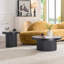 Ensemble de 2 tables basses rondes en pierre frittée, élégantes et durables pour les salons et les appartements modernes