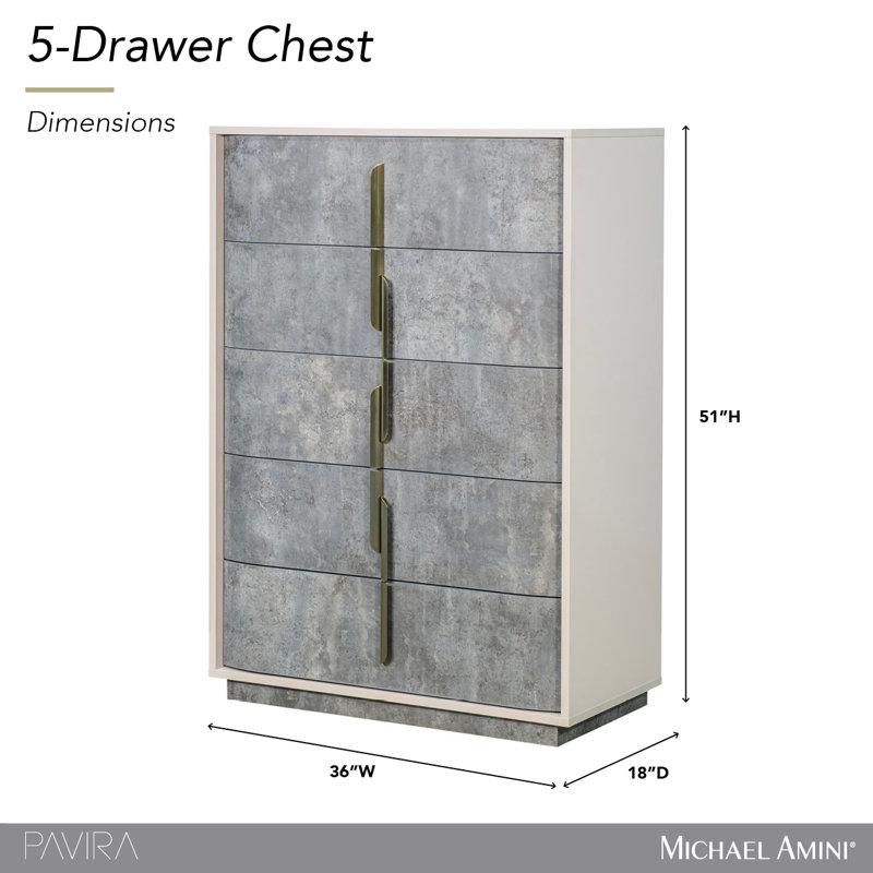 Pavira 5-Drawer Chest - Stone