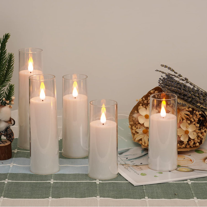 Unscented Flameless Pillar Candle, Pure White