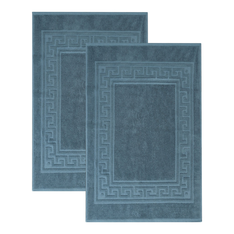 Ensemble de tapis de bain à bordure réversible 100% coton Subra, Saphir