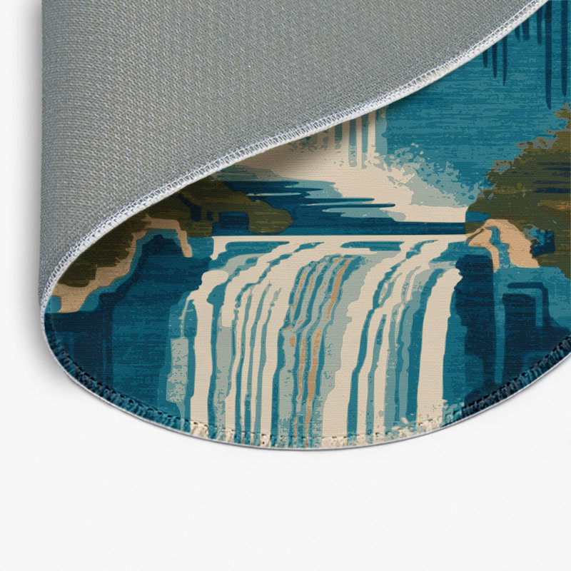 Tapis bleu intérieur et extérieur ArtDeco, Rond 5 pi