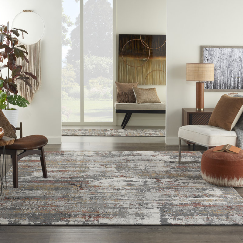 Tapis contemporain gris contemporain, Rectangle 9 pi x 12 pi