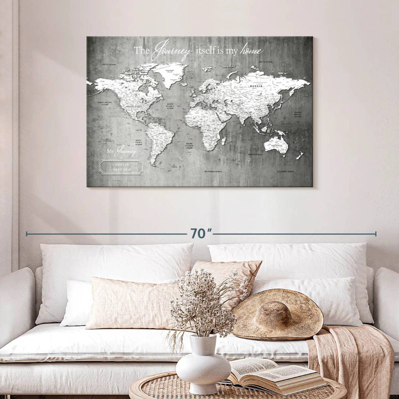 The Journey World Push Pin Map, 30" H x 45" W