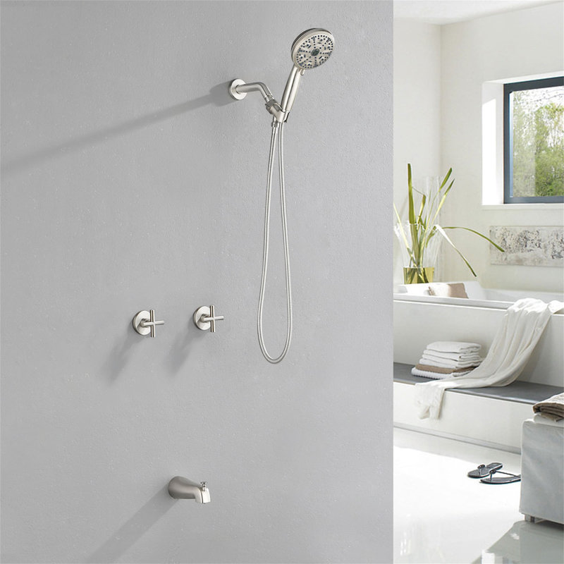 Volume Control Complete Shower System with Rough in-Valve, Brushed Nickel