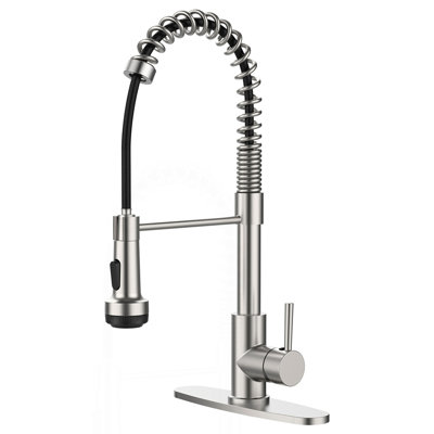 Kitchen Faucet With Pull Down Sprayer And 4 Spraying Modes Single Handle Commercial Spring Kitchen Sink Faucet Brushed Nickel 1 Or 3 Hole