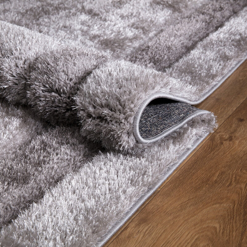 Yettem Solid Colour Shag Area Rug, Rectangle 60 x 110cm