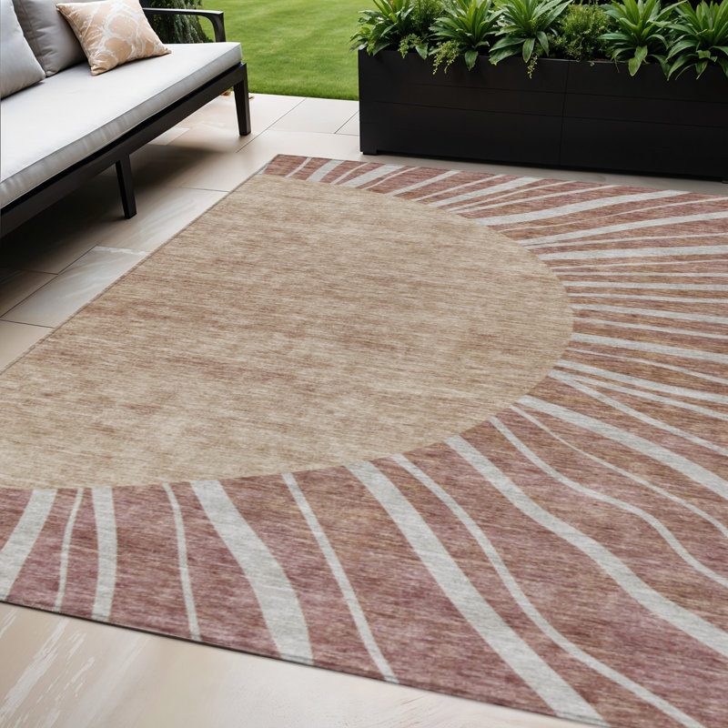 Tapis extérieur lavable abstrait cuivre et terre cuite orange 5 pi x 8 pi