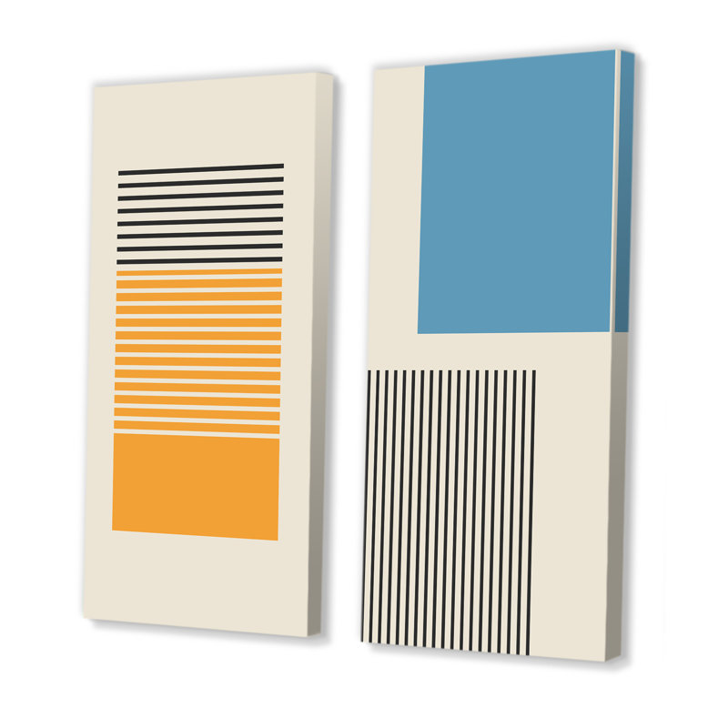 Minimal 20S Geometric Design I - Ensemble de 2 peintures, Toile tendue, H 20 po x l 24 po x P 1 po