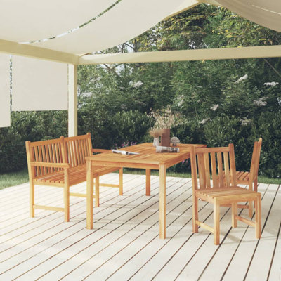 Destrier 3 - Person Teak Solid Wood Patio Dining Set Rectangular Table