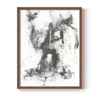 Graphite abstrait II, reproduction encadrée - bois massif