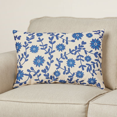 Floral Cotton Lumbar Pillow