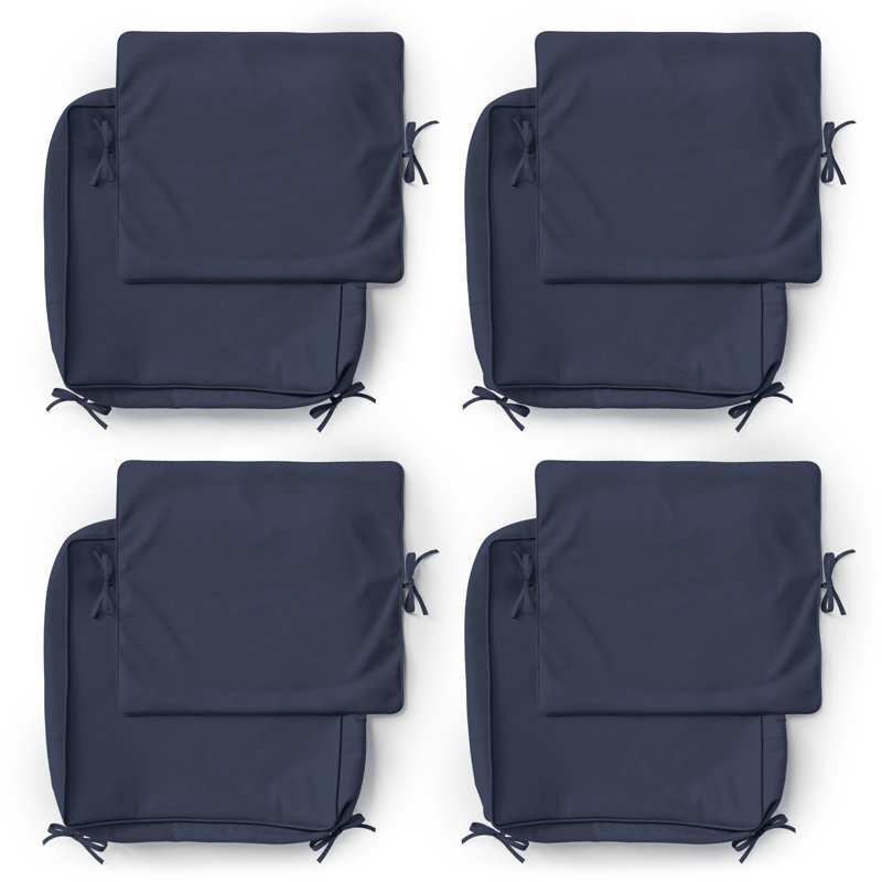Outdoor Patio Replacement Seat Cushion Cover With Non-Slip Bottom, 4, 24" W x 24" D, Navy