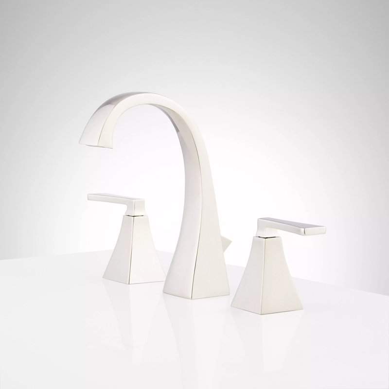 Robinet de salle de bain espacé 1,2 GPM avec poignées leviers en métal et bonde escamotable Vilamonte, Nickel poli