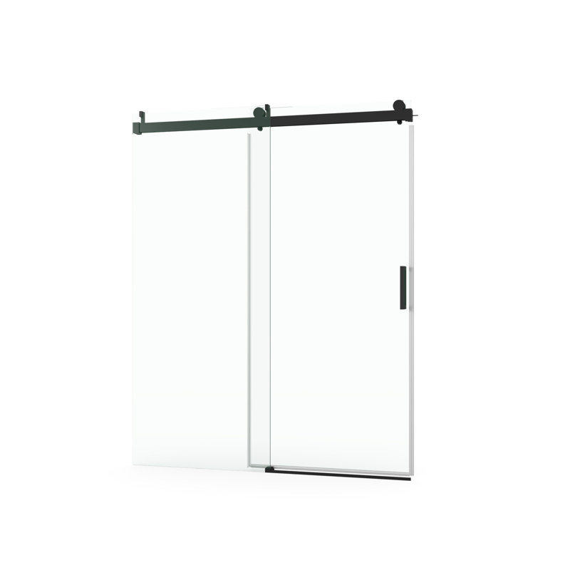 Porte de H 76 po, l 60 po, verre trempé de 1/4 po, noir mat, conception élégante, douche de 55 à 60 po x 76 po, fabrication