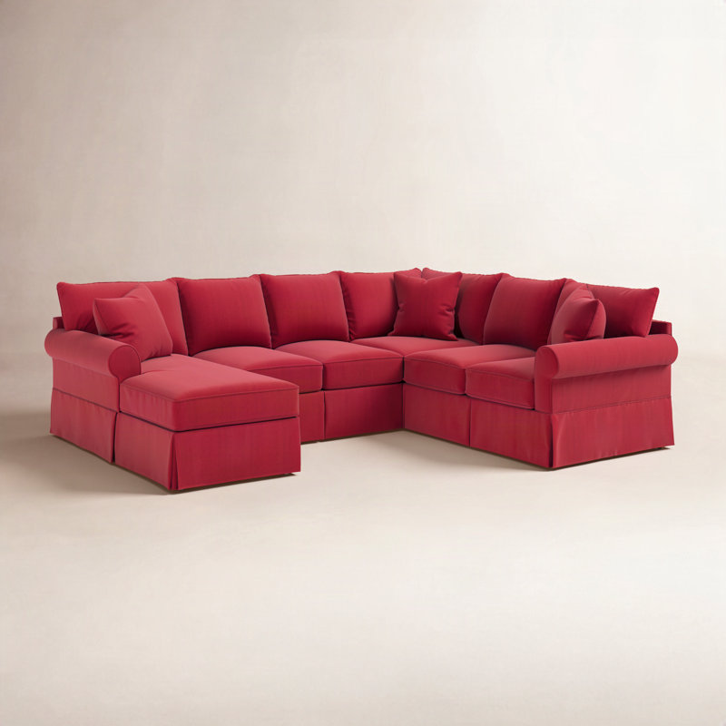 Amari Slipcovered U-Shaped Sectional, Left Hand Facing, Bella Coffee Performance Velvet