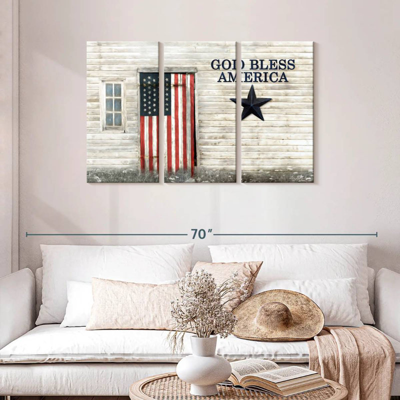 Borges God Bless American Flag, 28" H x 45" W