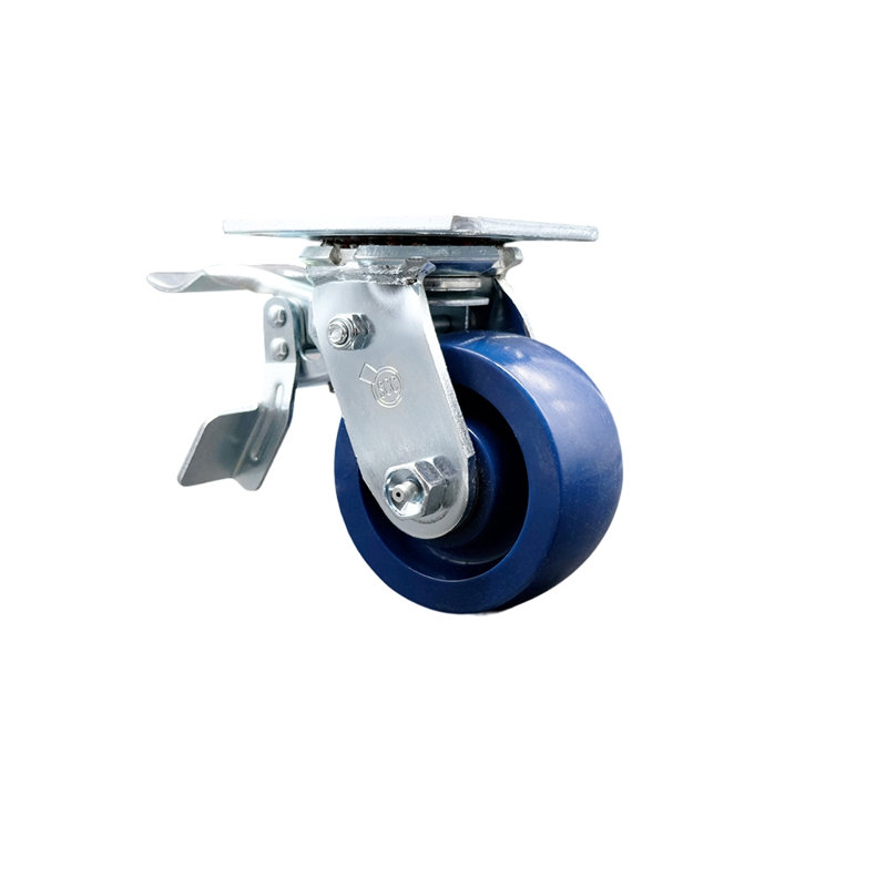 4 Inch Solid Polyurethane Caster with Roller Bearing and Total Lock Brake SCC