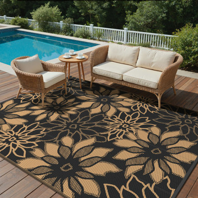 Tapis d'extérieur réversible Shimeek, tapis d'extérieur imperméable en plastique