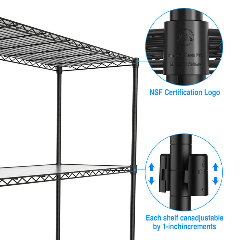 Étagère à 3 niveaux de rangement en fil d'acier Neketa H 48 po x l 48 po x P 18 po Neketa, Noir