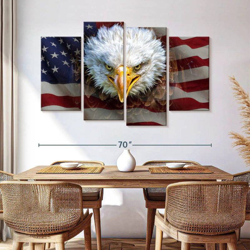 Bald Eagle On US Flag, 42" H x 68" W