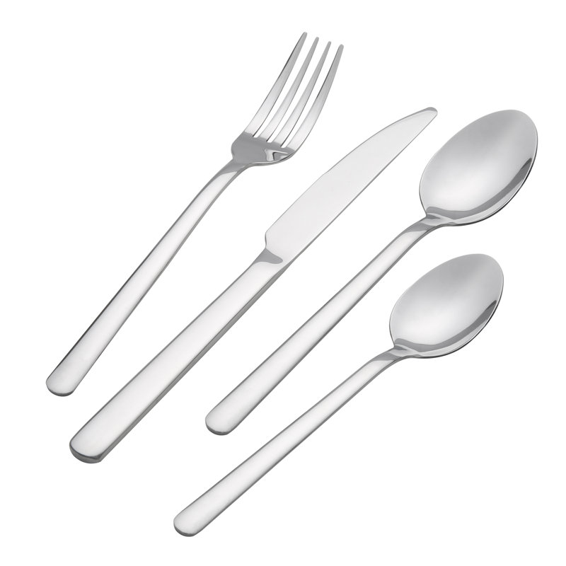 Ensemble de couverts 24 pièces en argent et noir pour 6 - Ustensiles en acier inoxydable avec une finition élégante pour les mariages, les banquets et les repas décontractés