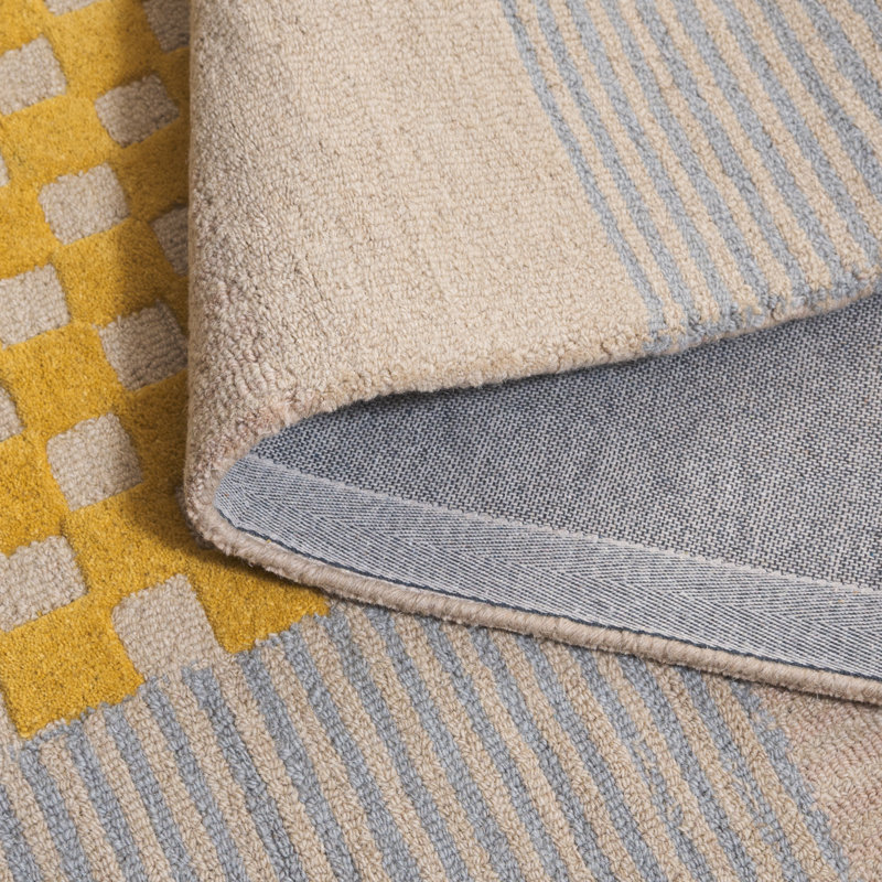Genre 85% laine à carreaux touffetée à la main 85%; Tapis à motifs géométriques 15% coton, Rectangle de 5 pi x 8 pi