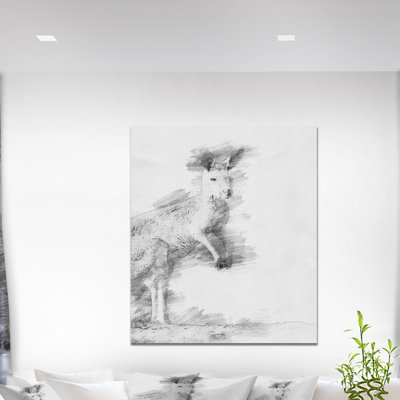 Kangourou noir et blanc - reproduction sur toile