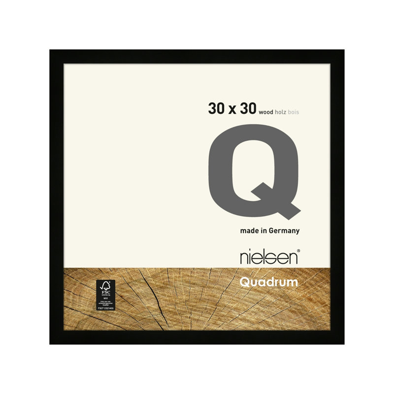 nielsen Quadrum Wooden Picture Frame With Glass Front, Black, 30cm H x 30cm W x 2.5cm D