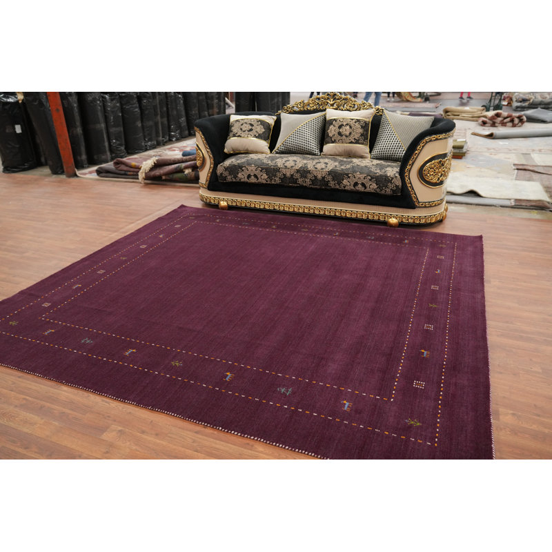 Tapis mauve à motif indien Gabbeh 9 x 9