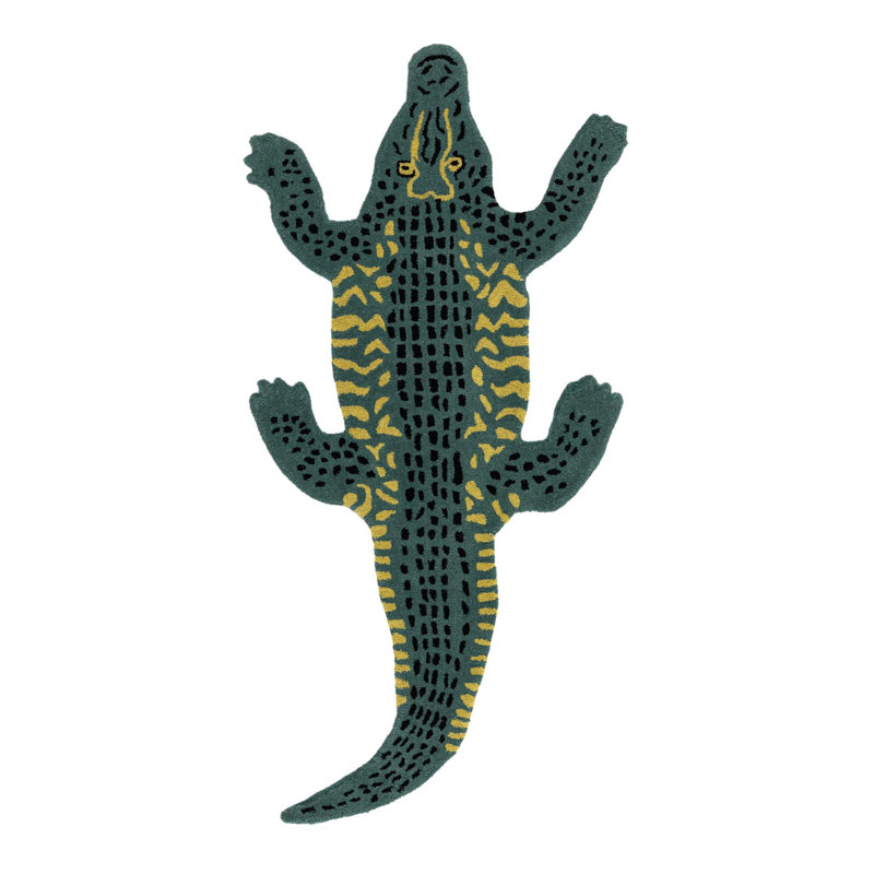 Unique Loom Crocodile Playtime Kids Wool Rug, Novelty 3'1" x 6'1"