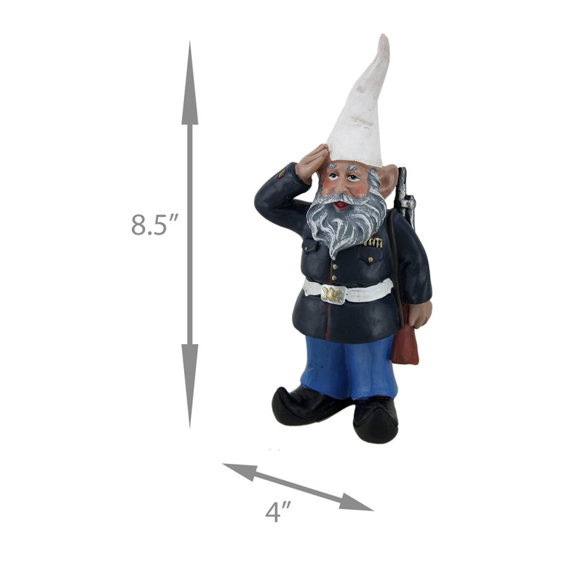 Statue de gnome militaire Paityn saluant la marine américaine