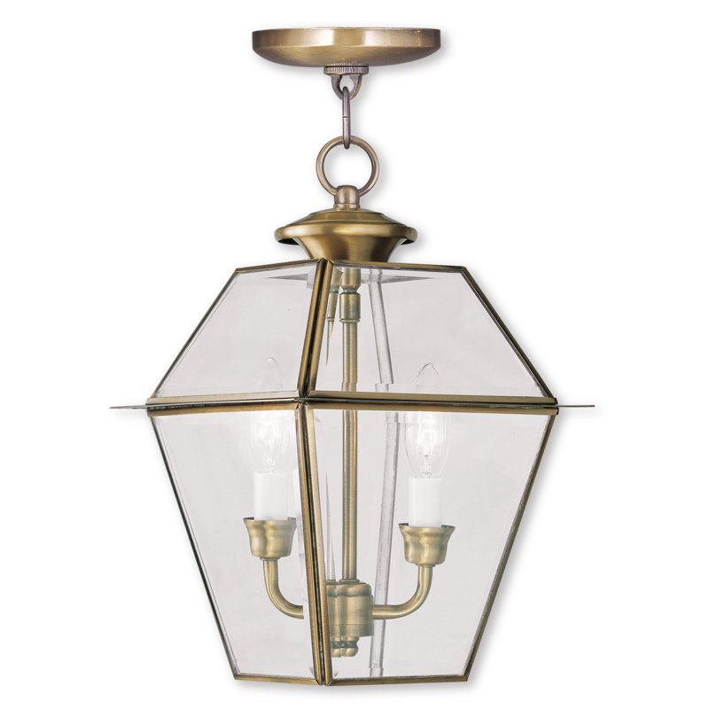 Luminaire suspendu Amiree, Laiton antique, H 24,5 po x l 15 po x P 15 po