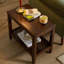 Table d'appoint à 2 niveaux en bois massif de 23,6 po
