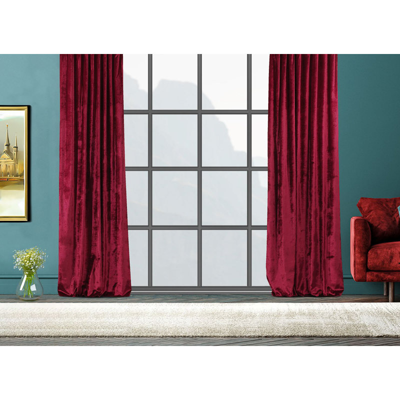 Room Darkening Single Curtain Panel, 130cm Width x 265cm Drop, Red