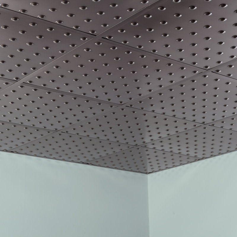 Panneau de plafond décoratif en vinyle 2 pi x 2 pi FASÄDE, Nickel brossé