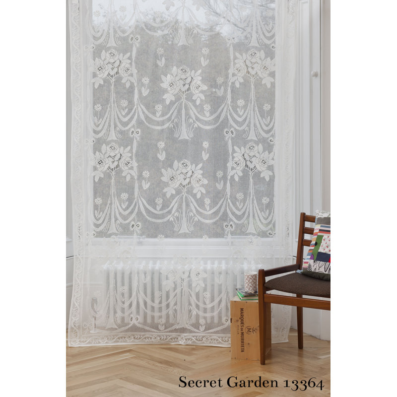 Callahan Cotton Blend Sheer Single Curtain Panel, Natural White, 137 W x 213 D cm