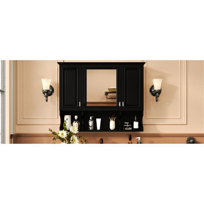 35'' X 28'' Modern Bathroom Wall - Mounted Medicine Cabinet With Hardware And Open Shelves For Easy Access High Definition Reflection