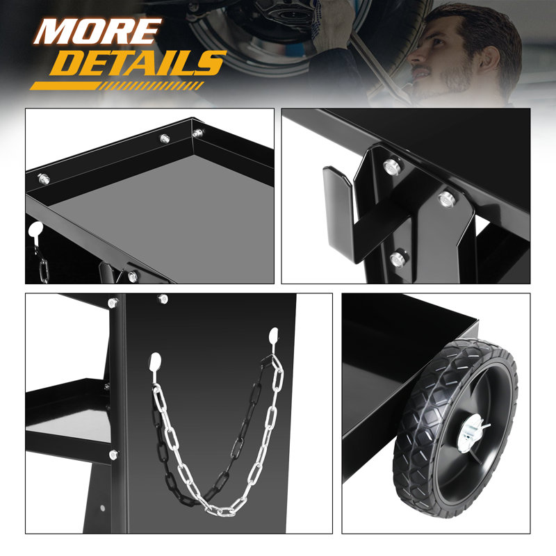 27.75" Heavy-Duty Welding Cart Safety Chains 3-Layer Storage 100 Lb Capacity 360° Swivel Wheels
