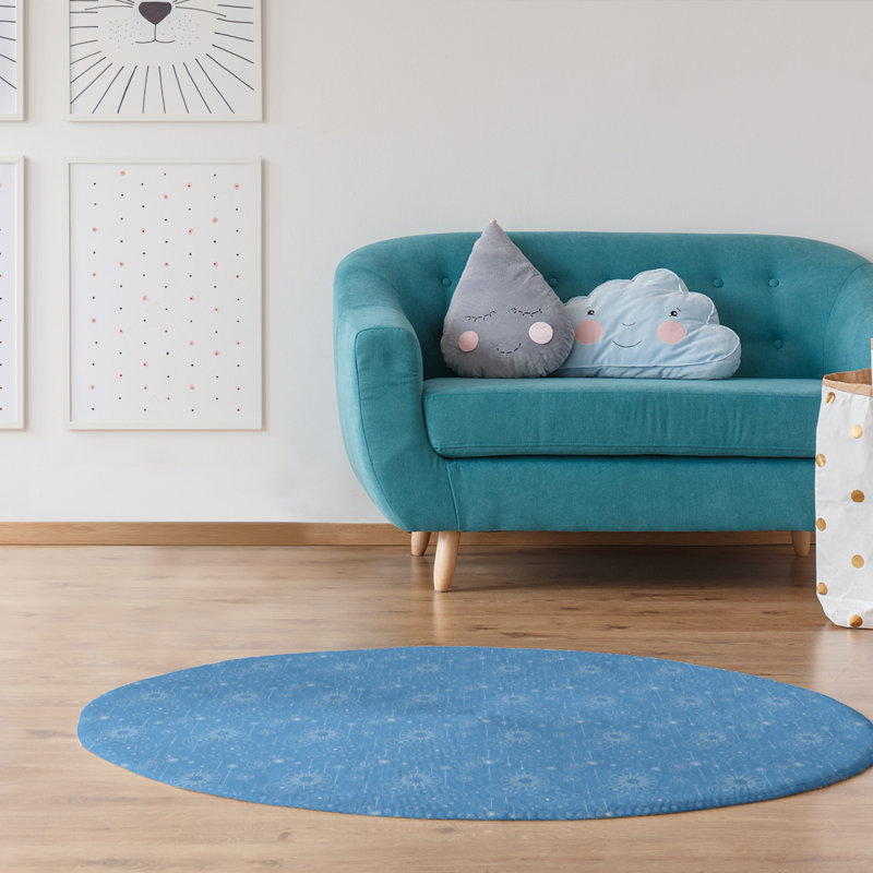 Chenille Toile Indoor Rug, Round 5'