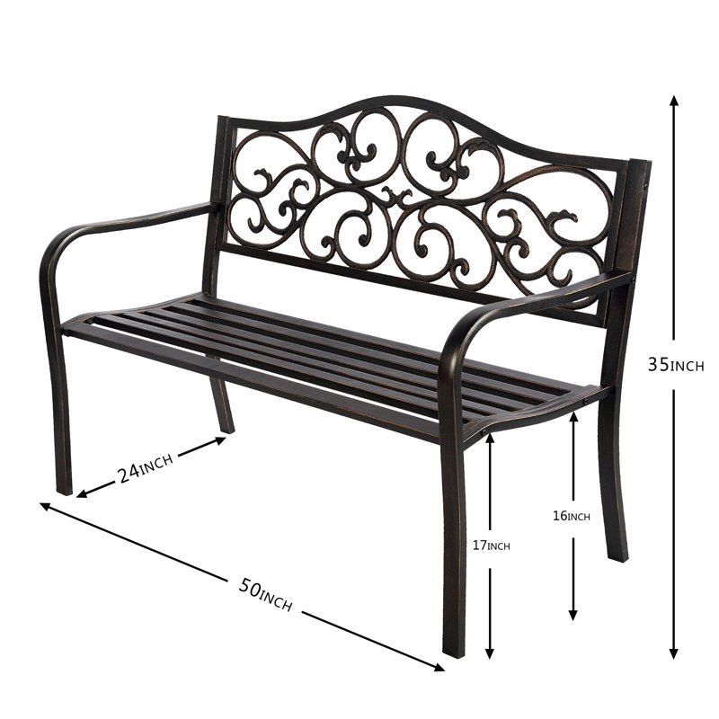 Banc d'extérieur en métal Marlowes, Bronze antique