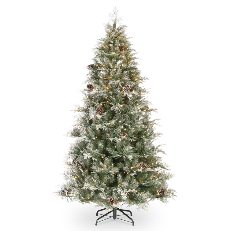 Altenburg Frosted Mountain 7.5' H Green Artificial Spruce Christmas Tree with 750 Clear/White Lights