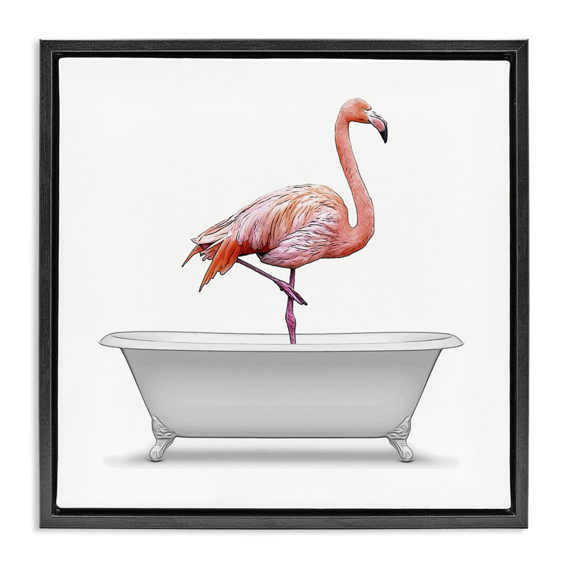 Baignoire antique debout Flamingo, H 18 po x l 18 po, Cadre flottant noir de jais