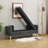 65.35" Wide Corduroy Storage Bed Bench With , 2 Bolster Pillows, And Wood Legs, For End Of Hallway, Charcoal Rubber Bedroom-1086543348