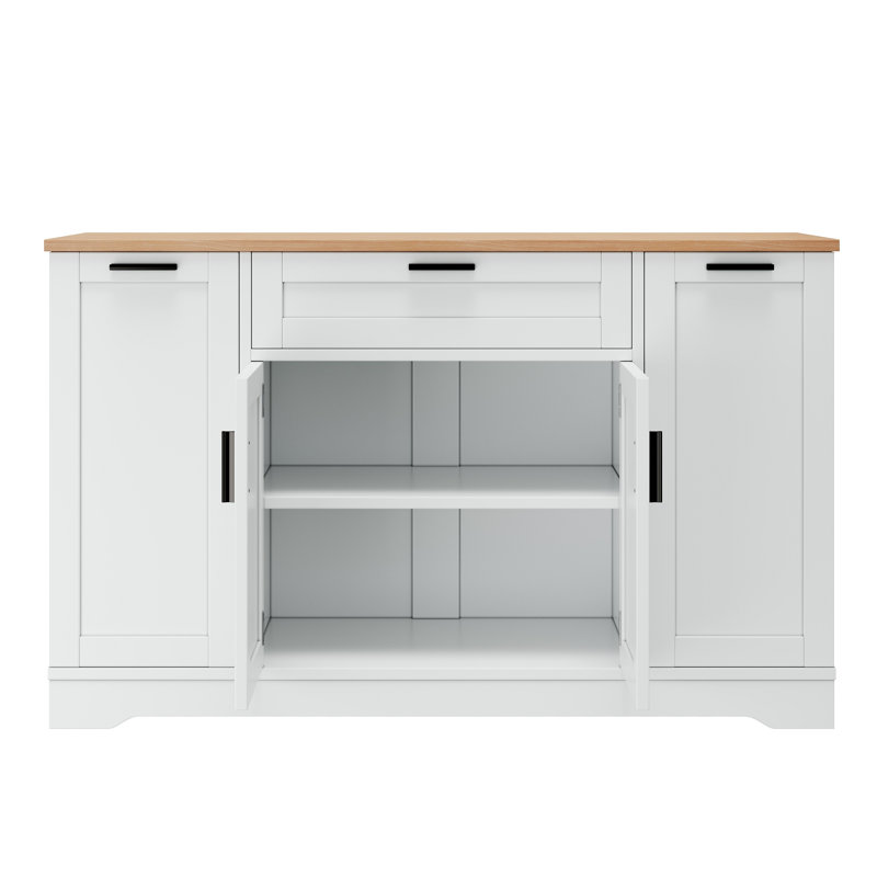 Buffet de rangement multifonctionnel, table de salle à manger extensible, tablettes réglables, support coulissant à 3 niveaux, rangement pour îlot de cuisine