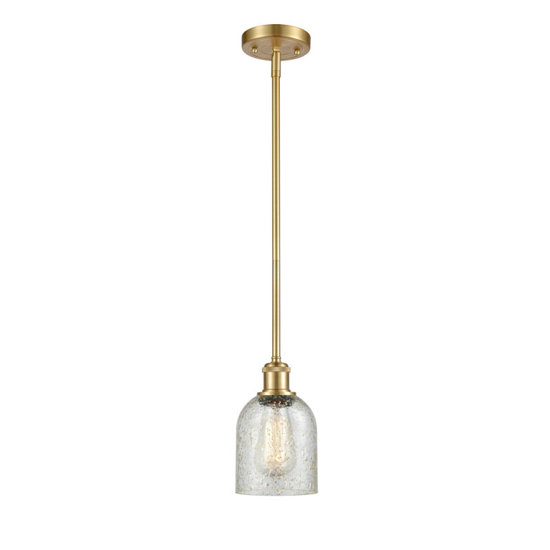 Luminaire suspendu en forme de cloche à 1 lumière Odele, Ampoule DEL 6 watts Vinage, Mica, Or satiné