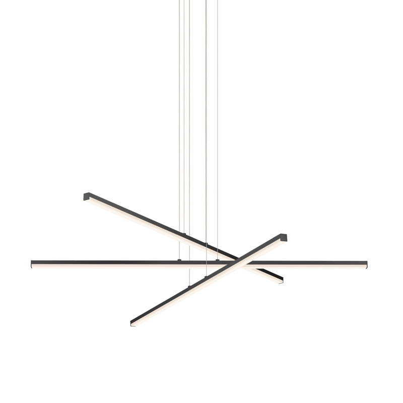 Satin Black 40" LED Pendant Light with Glass Diffusers